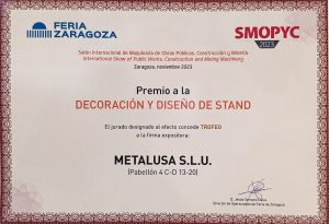 A distinção do "Decoración y Diseño de Stand" (pavilhão 4 C-D 13-20) pela Feira de Zaragoza reconhece a excelência da Metalusa